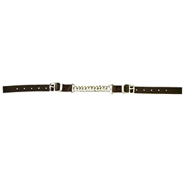 Black leather western curb chain belt with silver hardware - Uhorse