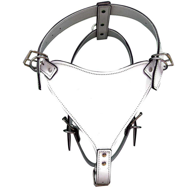 Medium Leather Dog Harness White Genuine With Leash Hilason - Uhorse