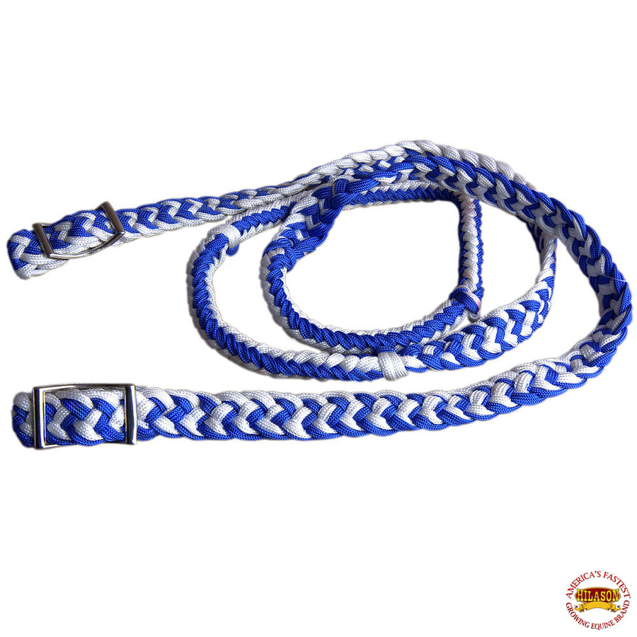 Barrel Racing Contest Reins Flat Braided Poly Horse 1 X 8Ft/Blue Hilason - Uhorse