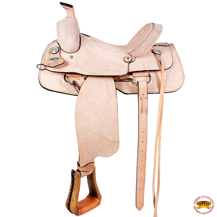 15 In Western Horse Saddle American Leather Ranch Roping Cowboy Tan Hilason - Uhorse