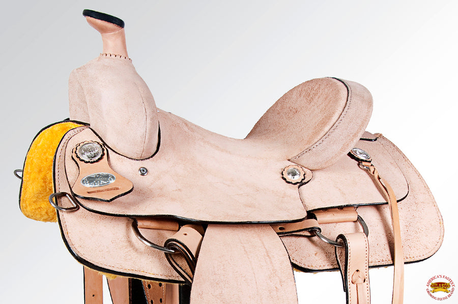 HILASON Western Horse Saddle American Leather Ranch Roping Cowboy Rough Out Tan | Hand Tooled Wade & For Horses