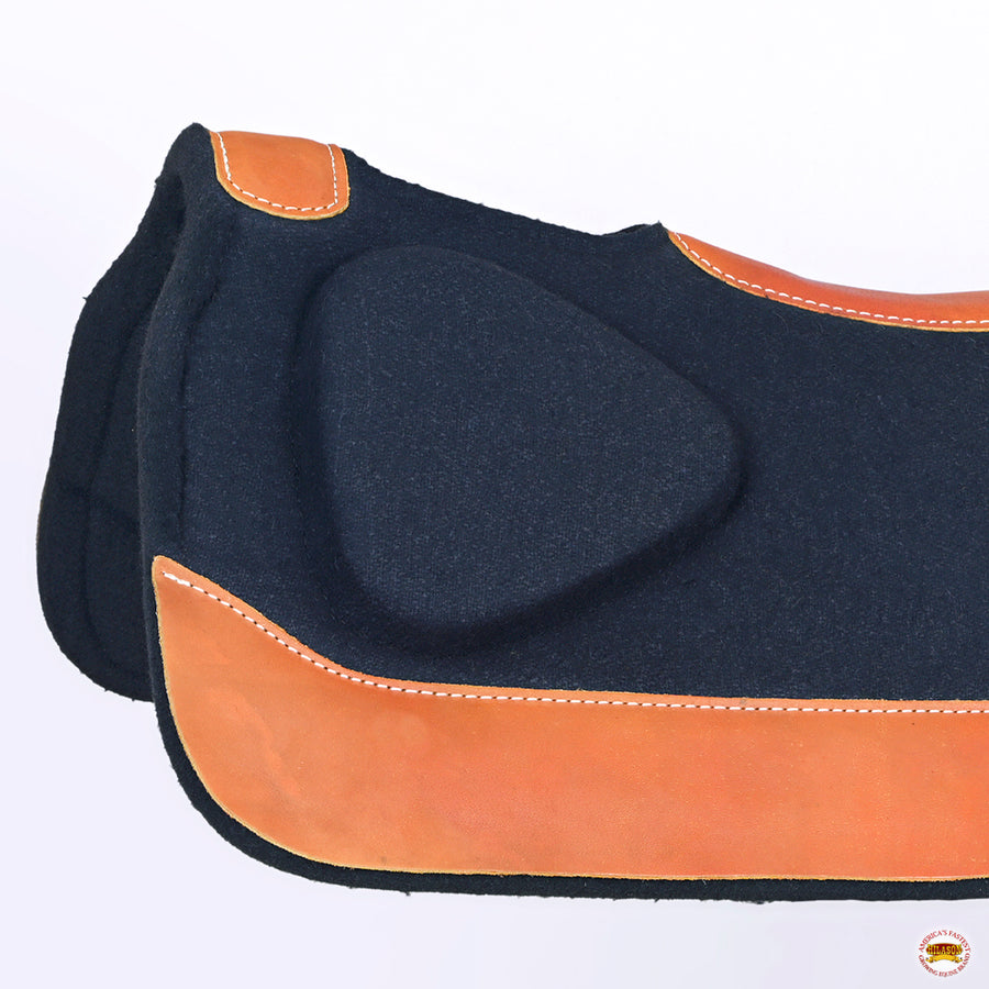 HILASON Western Wool Felt Horse Saddle Pad W/ Distressed Wear Leather | for Horses