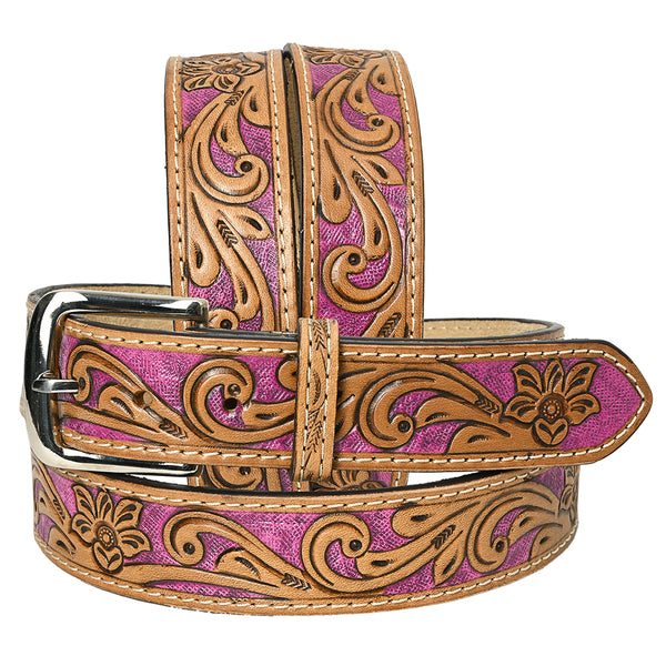 HILASON Western Genuine Leather Belt for Men Women Cowboy Cowgirl Handmade Unisex Full Grain Heavy Duty Floral - Uhorse