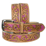 HILASON Western Genuine Leather Belt for Men Women Cowboy Cowgirl Handmade Unisex Full Grain Heavy Duty Floral Tooled - 44 In