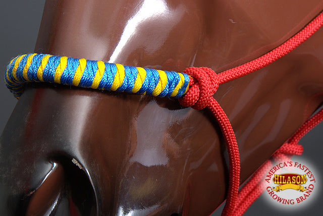 Western Horse Halter Poly Rope Tied Adjustable 8 Ft Lead Hilason