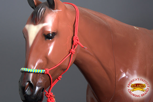 Western Horse Halter Poly Rope Tied Adjustable 8 Ft Lead Hilason