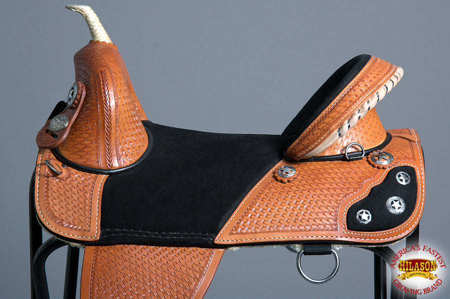HILASON Western Horse Treeless Trail Barrel Saddle American Leather | for Horses