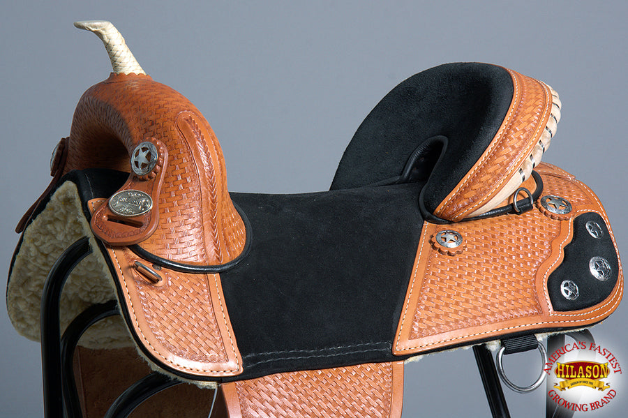 HILASON Western Horse Treeless Trail Barrel Saddle American Leather | for Horses