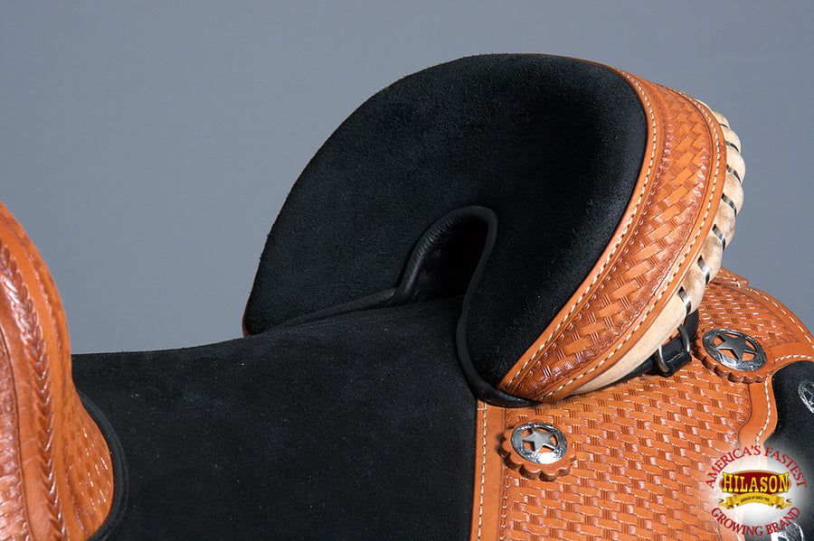 HILASON Western Horse Treeless Trail Barrel Saddle American Leather | for Horses