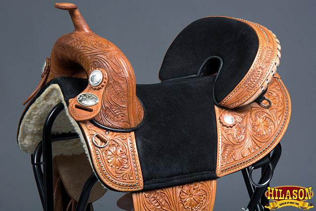 HILASON Western Horse Treeless Trail Barrel American Leather Saddle | for Horses