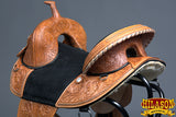 HILASON Western Horse Treeless Trail Barrel American Leather Saddle | Horse Saddle | Western Saddle | Treeless Saddle | Saddle for Horses | Horse Leather Saddle