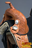 HILASON Western Horse Treeless Trail Barrel American Leather Saddle | Horse Saddle | Western Saddle | Treeless Saddle | Saddle for Horses | Horse Leather Saddle