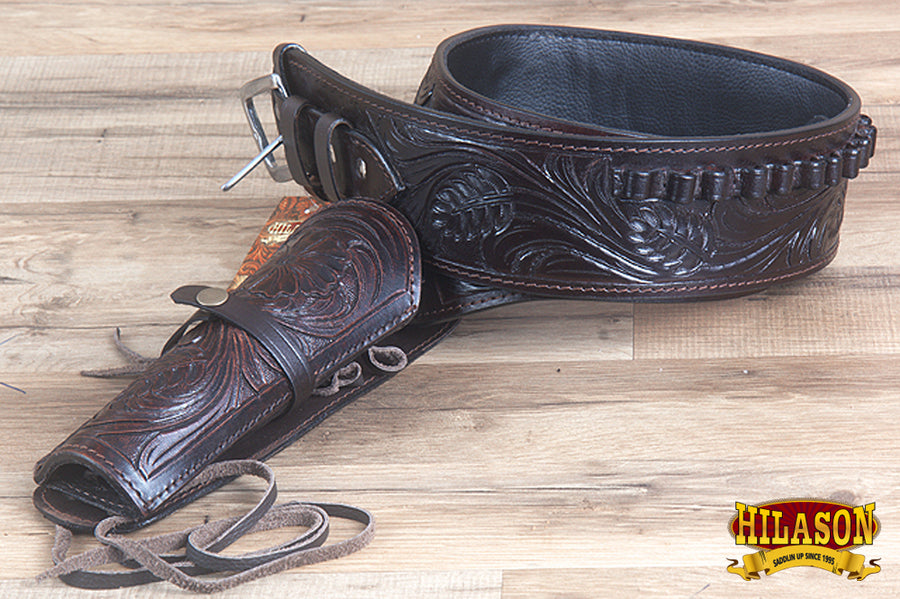 48 In Hilason Western Right Hand Gun Holster Rig 44/45 Cal Leather Cowboy