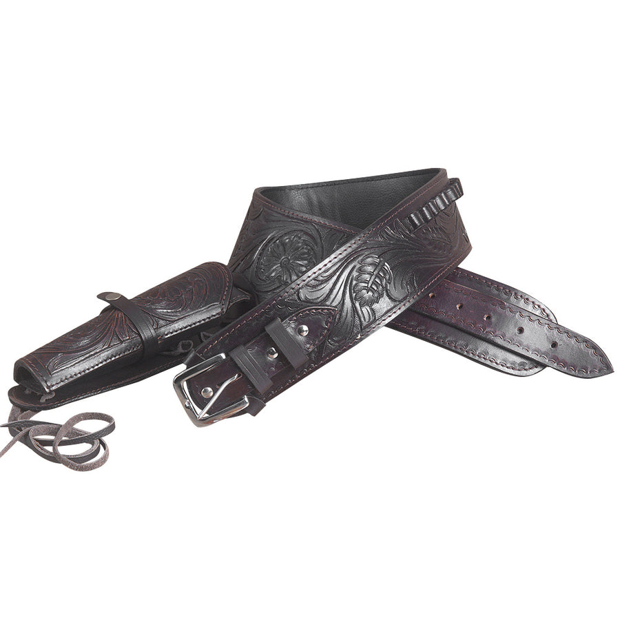 40 In Hilason Western Gun Holster Rig Caliber Hand Tooled Leather Cowboy