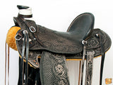 HILASON Western Horse Wade Saddle American Leather Ranch Roping Antique Black | Hand Tooled | Horse Saddle | Western Saddle | Wade & Roping Saddle | Horse Leather Saddle | Saddle For Horses