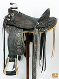 HILASON Western Horse Wade Saddle American Leather Ranch Roping Antique Black | Hand Tooled | Horse Saddle | Western Saddle | Wade & Roping Saddle | Horse Leather Saddle | Saddle For Horses