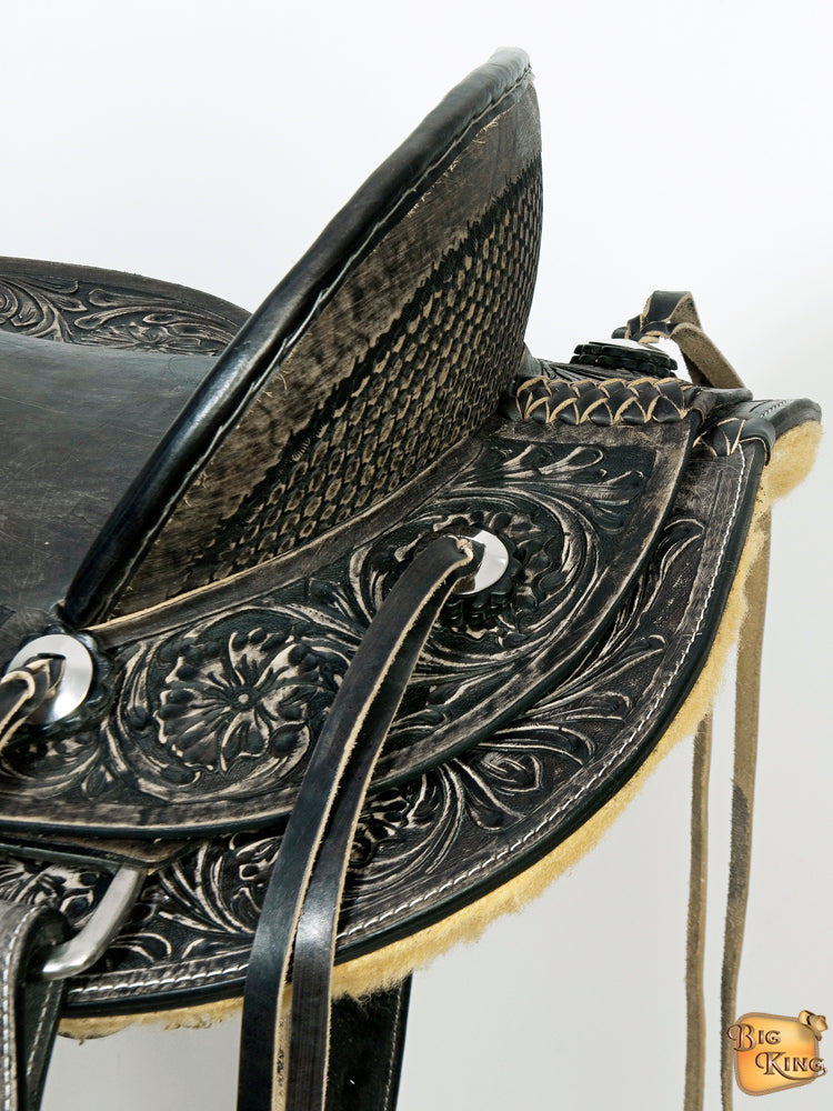 HILASON Western Horse Wade Saddle American Leather Ranch Roping Antique Black | Hand Tooled & For Horses