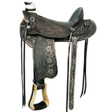 17 In W. H. Wade Saddle American Leather Ranch Roping Black Hilason – by Hilason – Cowboy and equestrian accessories