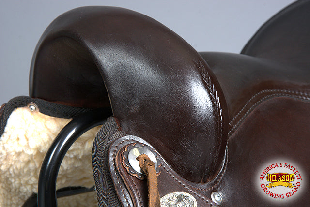 HILASON Gaited Western Trail Pleasure Endurance American Leather Saddle Dark Brown | Horse Treeless for Horses