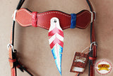 HILASON Western Horse Headstall Breast Collar American Leather Mahogany