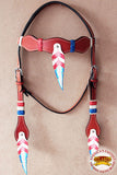 HILASON Western Horse Headstall Breast Collar American Leather Mahogany