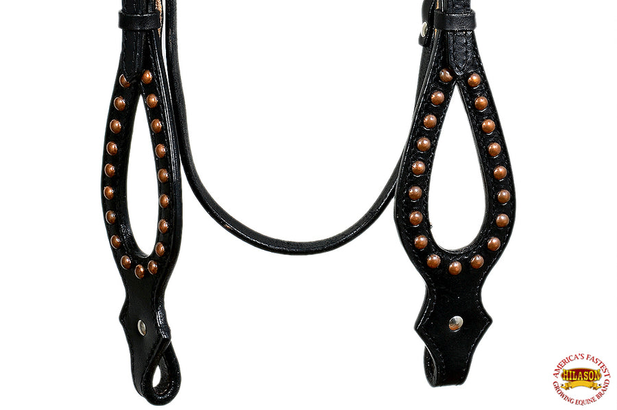HILASON Western Horse Headstall Tack Bridle American Leather Black Studs | for Horses Headstalls
