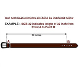 34 Inch 3D Brown Mens Leather Stitched Basic Belt Brass Buckle