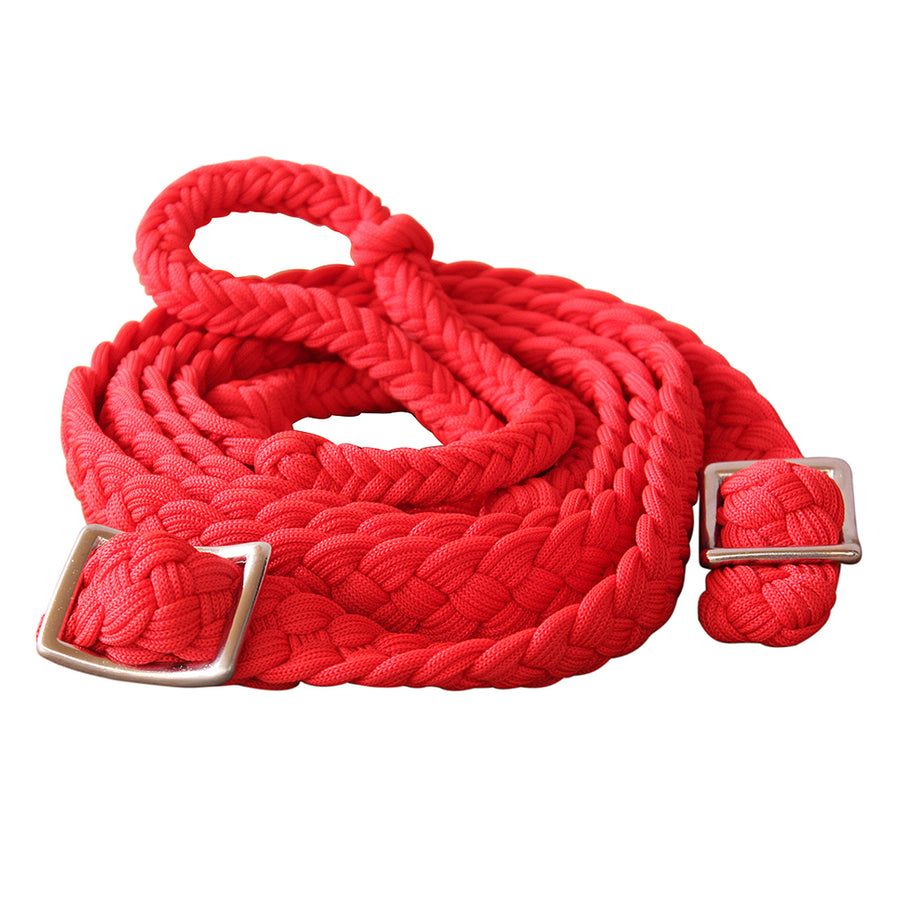 Hilason Braided Poly Barrel Racing Contest Reins Flat 1" X 9 Ft Red - Uhorse