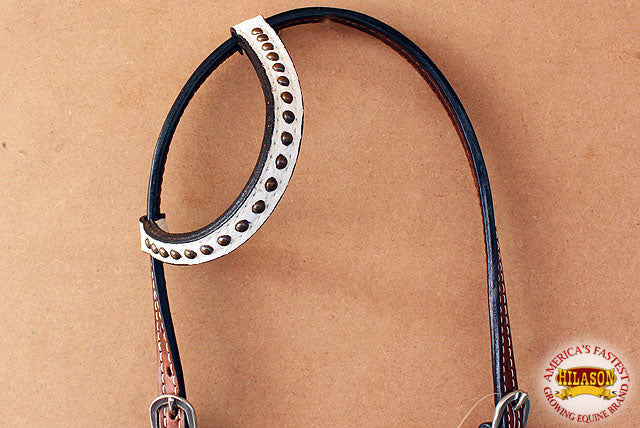 Hilason Western Horse One Ear Headstall American Leather Floral White