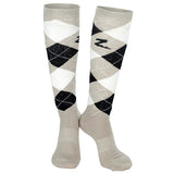 8.5-9.5 Horze Holly Argyle Fabric Cotton Ladies Pair Knee Socks String Beige