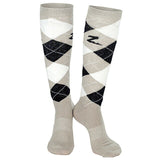 8.5-9.5 Horze Holly Argyle Fabric Cotton Ladies Pair Knee Socks String Beige