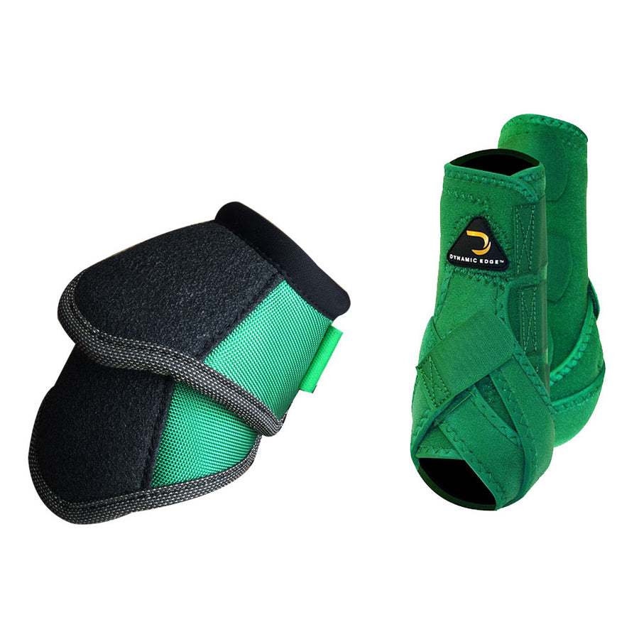 Dynamic Edge Horse Front Leg Sport Bell Boots Pair Combo Green - Uhorse