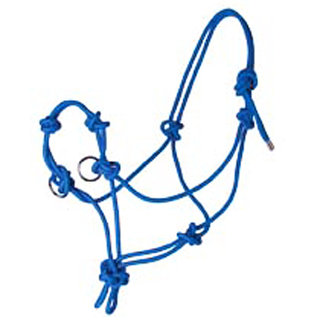 Hilason Western Horse Side Pull Rope Halter with Nickel Plated Rings Blue - Hilason