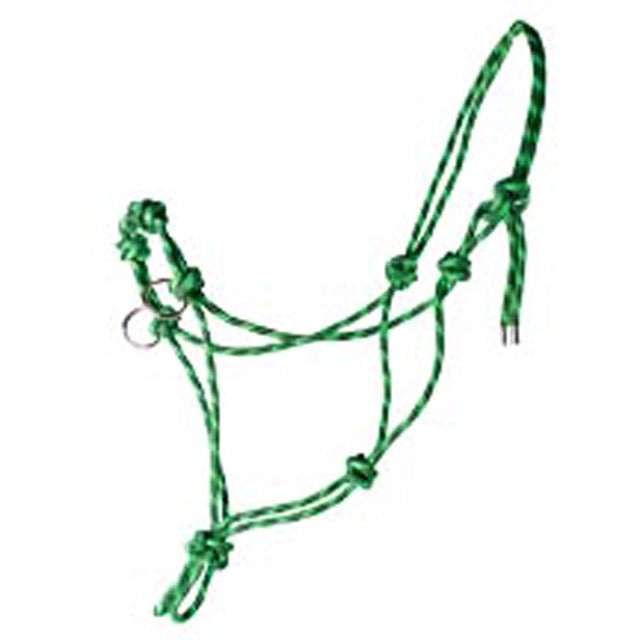 Hilason Western Horse Side Pull Rope Halter with Nickel Plated Rings Green Black - Uhorse