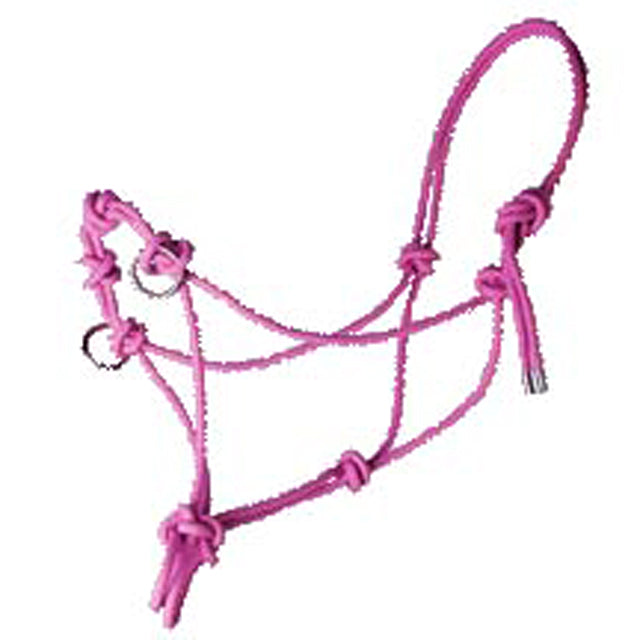 Hilason Western Horse Side Pull Rope Halter with Nickel Plated Rings Pink - Uhorse