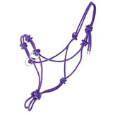 Hilason Western Horse Side Pull Rope Halter W/ Nickel Plated Rings Purple