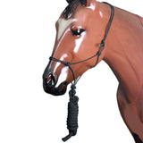 Western Horse Halter 5/16 Inch Braided Poly Rope Lead Black Hilason