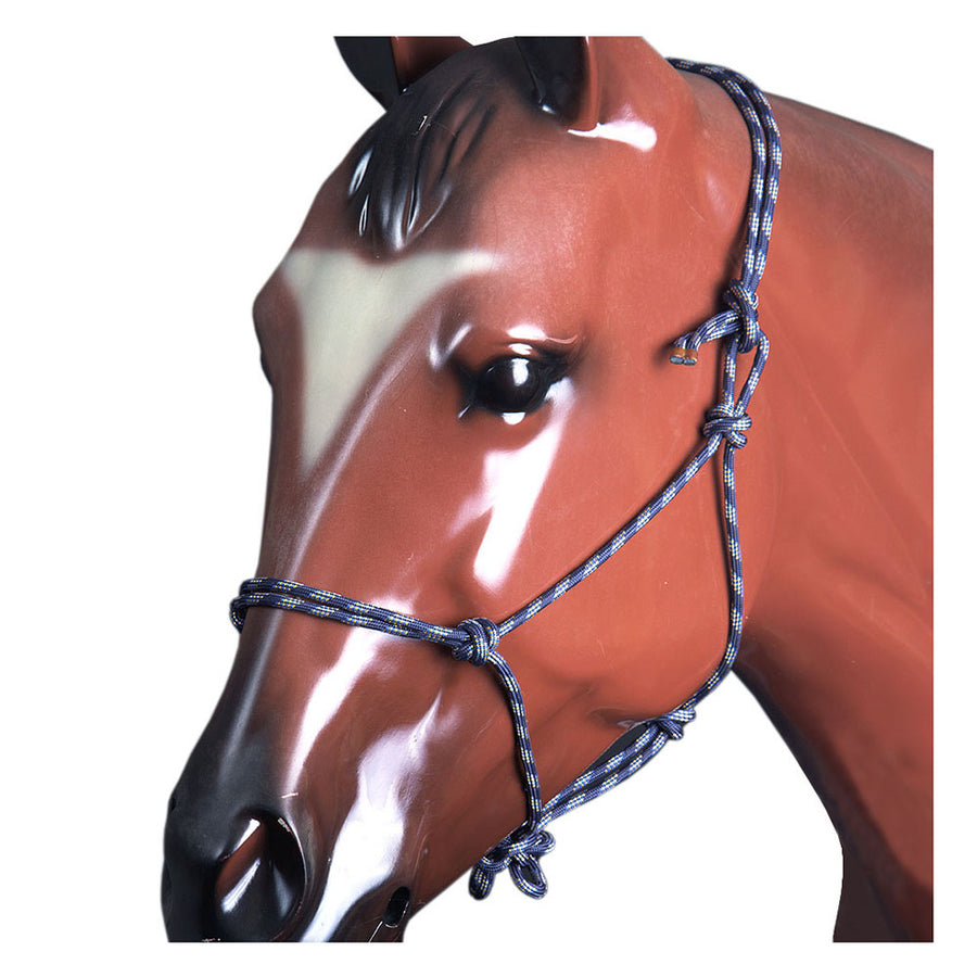 Western Horse Halter 5/16 Braided Poly Rope Royal Blue Yellow Hilason - Uhorse