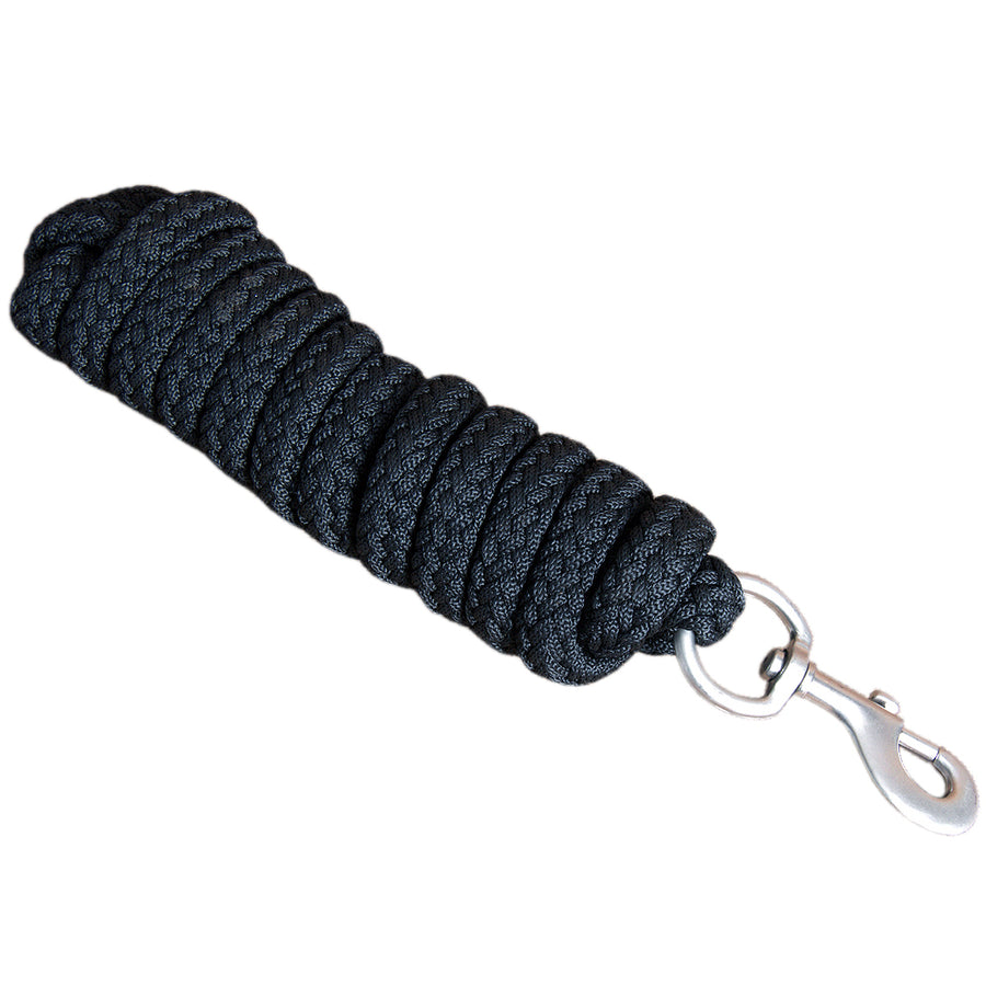 Hilason Horse Riding Poly Lead Rope with Trigger Snap Black 1/4" X 9 Ft. - Uhorse