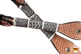 Hilason Western American Leather Horse One Ear Headstall Tan Raw Hide Braided