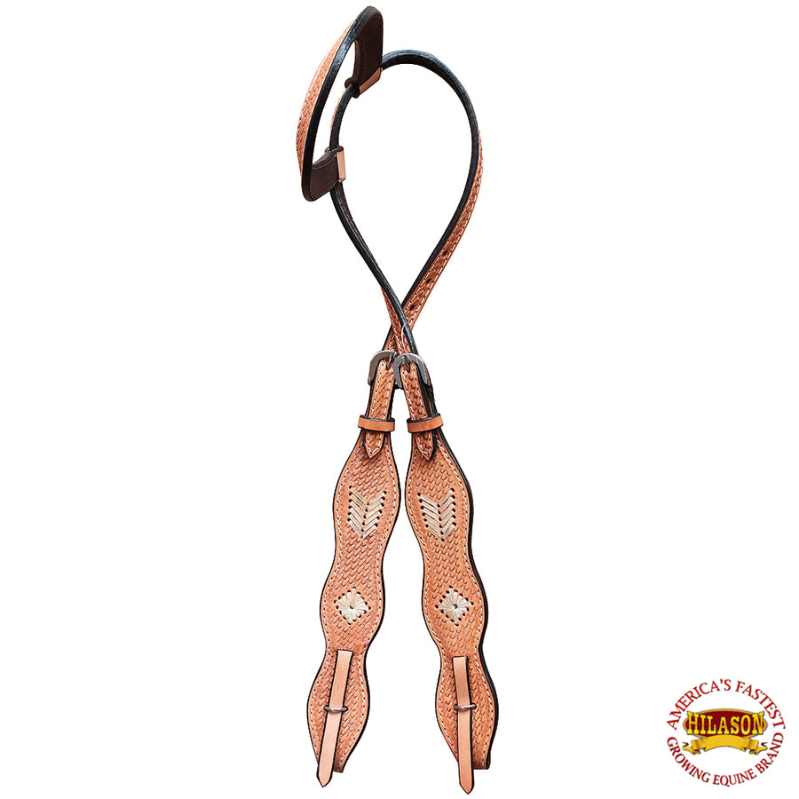 Hilason Western American Leather Horse One Ear Headstall Tan Hand Tool Basket - Uhorse