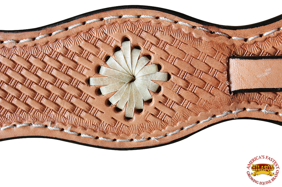 Hilason Western American Leather Horse One Ear Headstall Tan Hand Tool Basket