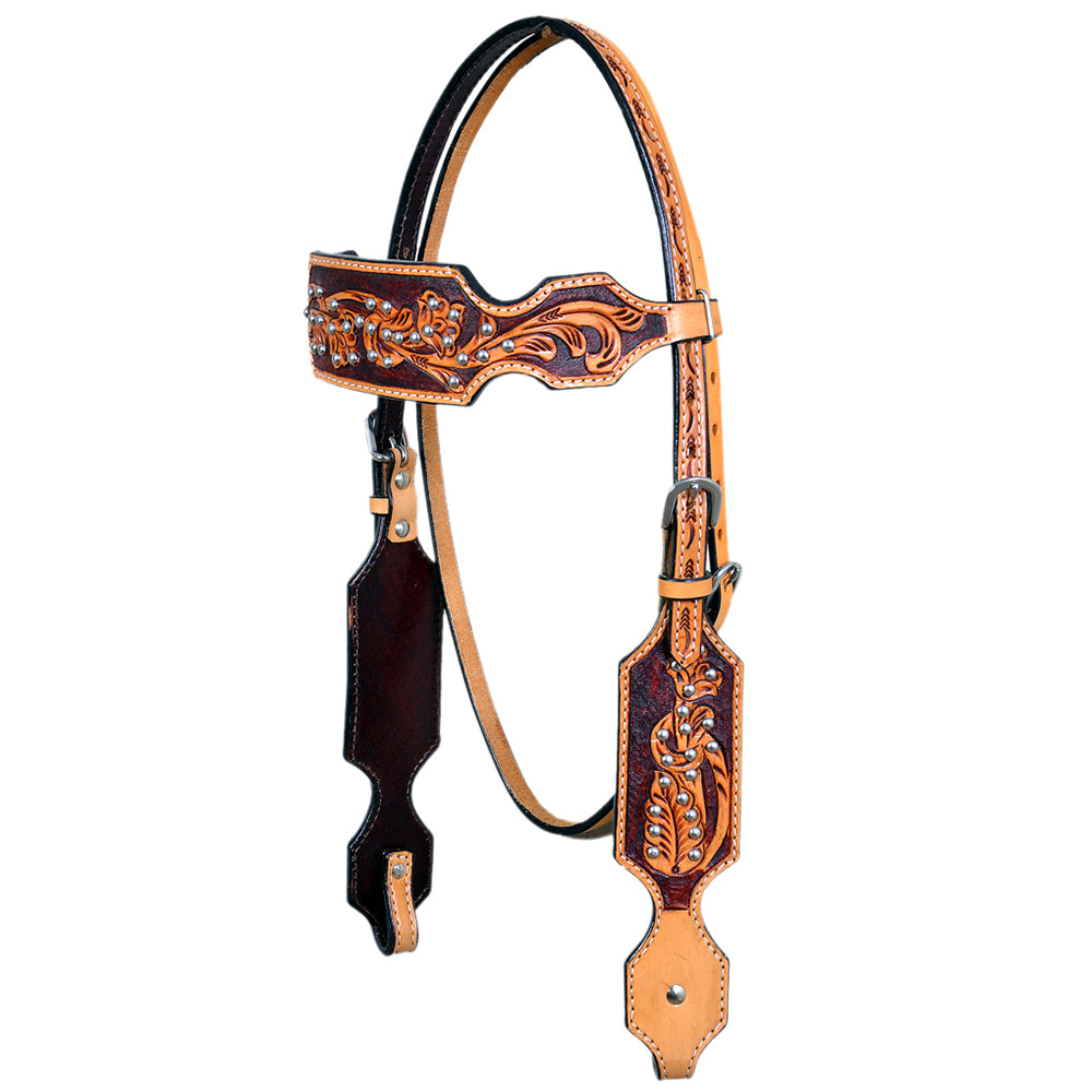 Western Horse Headstall Tack Bridle American Leather Floral Hilason