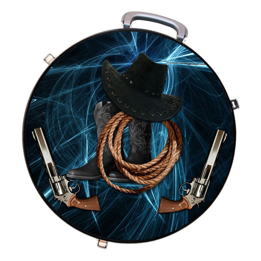 Western hat and revolver decorative round bag - Uhorse