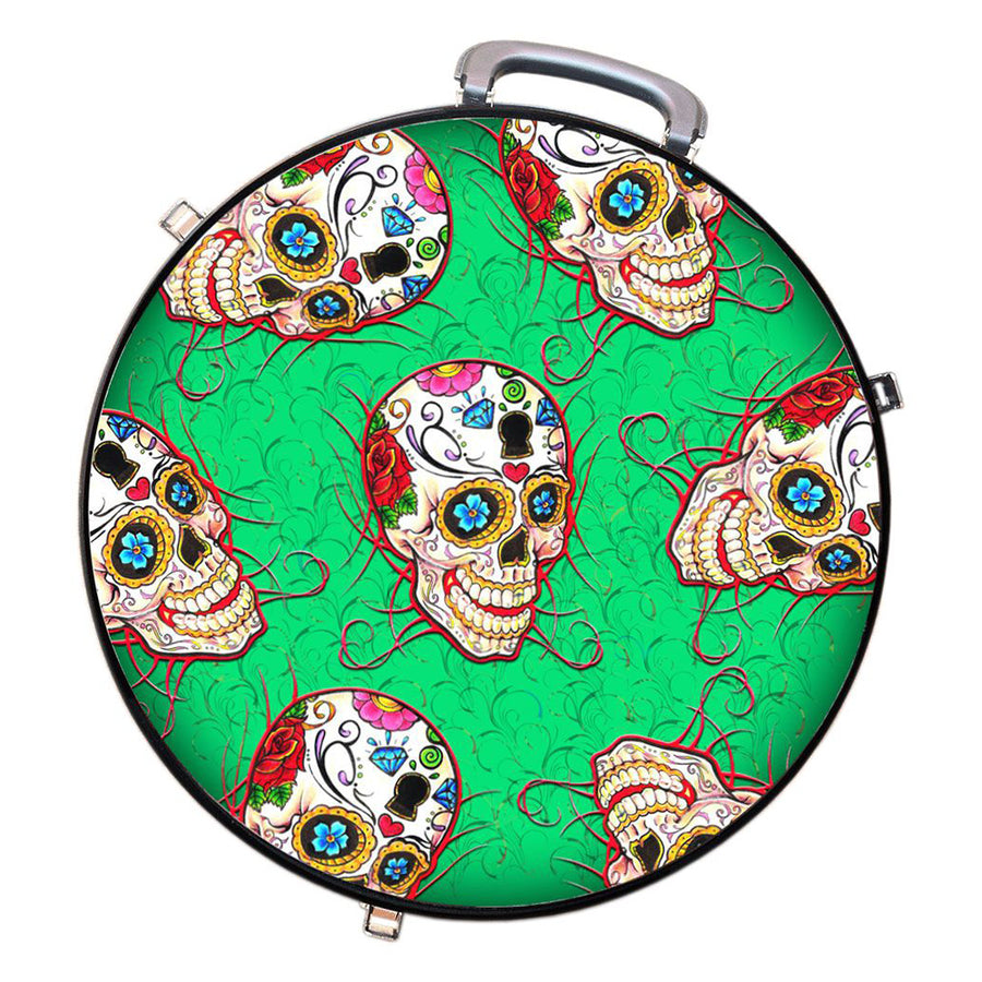Green round backpack with sugar skull design - Uhorse