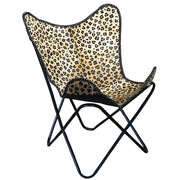 HILASON Genuine Leather Butterfly Chair Folding Lounge Modern Sling Accent Seat