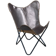 HILASON Genuine Leather Butterfly Chair Folding Lounge Modern Sling Accent Seat | Chair