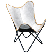HILASON Genuine Leather Butterfly Chair Folding Lounge Modern Sling Accent Seat