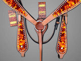 Hilason Western Horse Headstall Breast Collar Set American Leather Flame