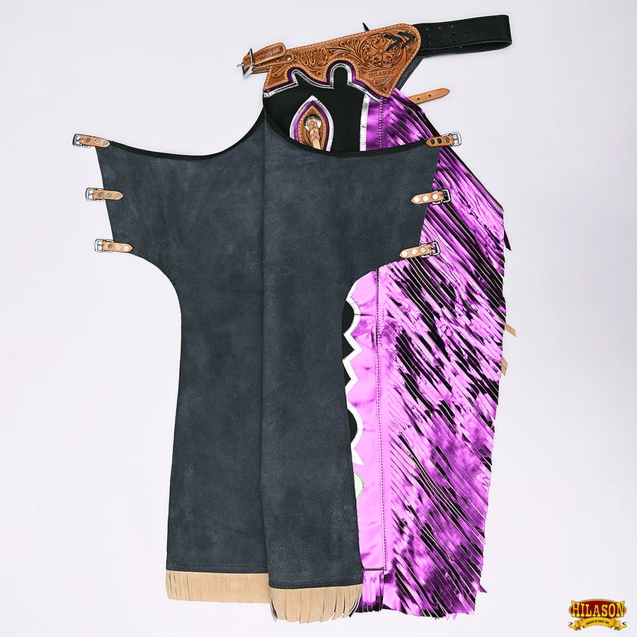 HILASON Bull Riding Genuine Leather Rodeo Western Chaps | for Men and Women Unisex